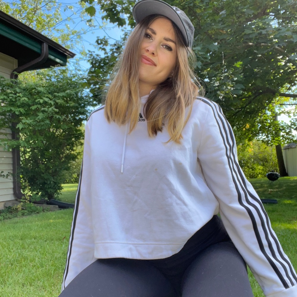 Adidas white cropped hoodie